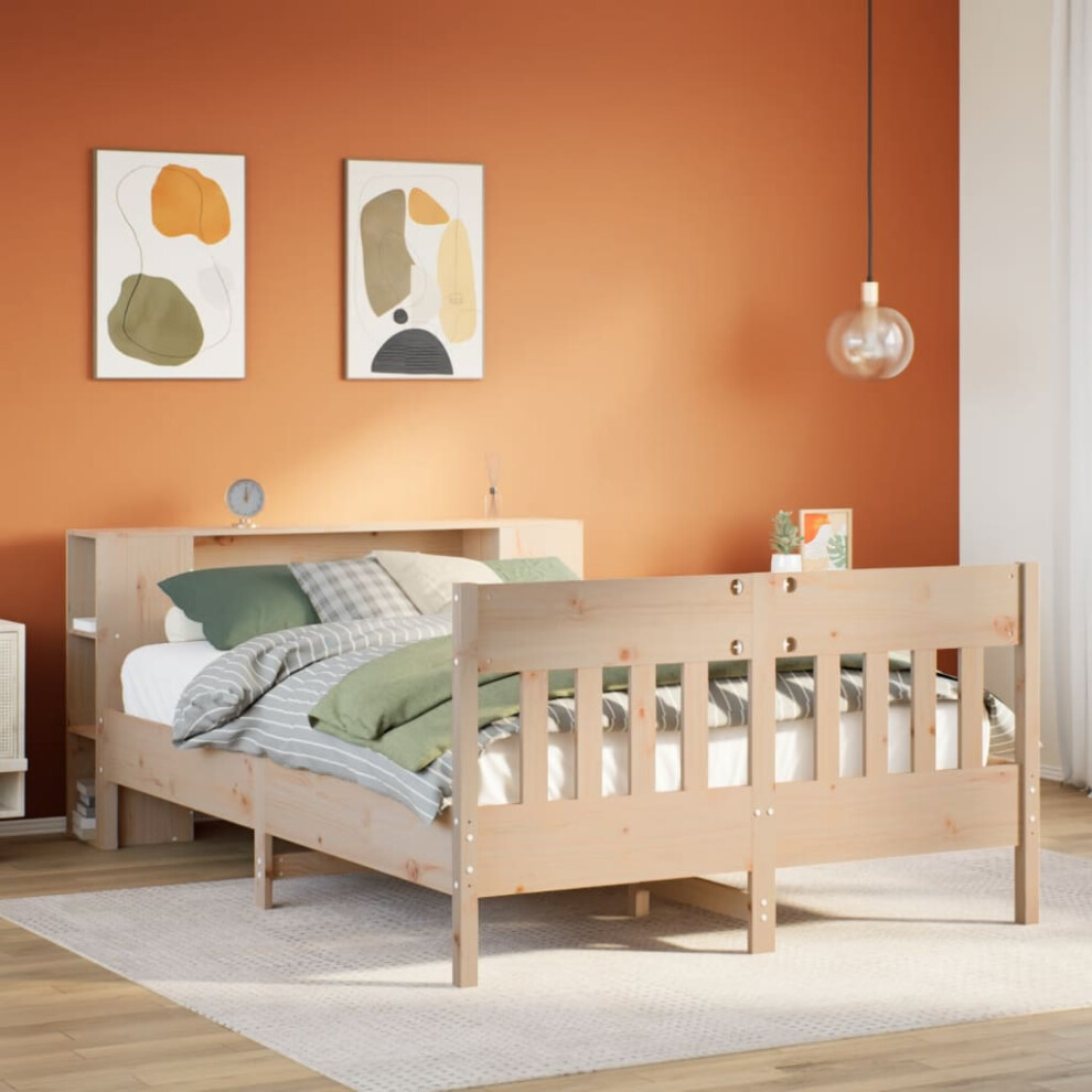 Vidaxl Bookcase Bed Without Mattress Bed 135X190 Cm Double Solid Wood Pine