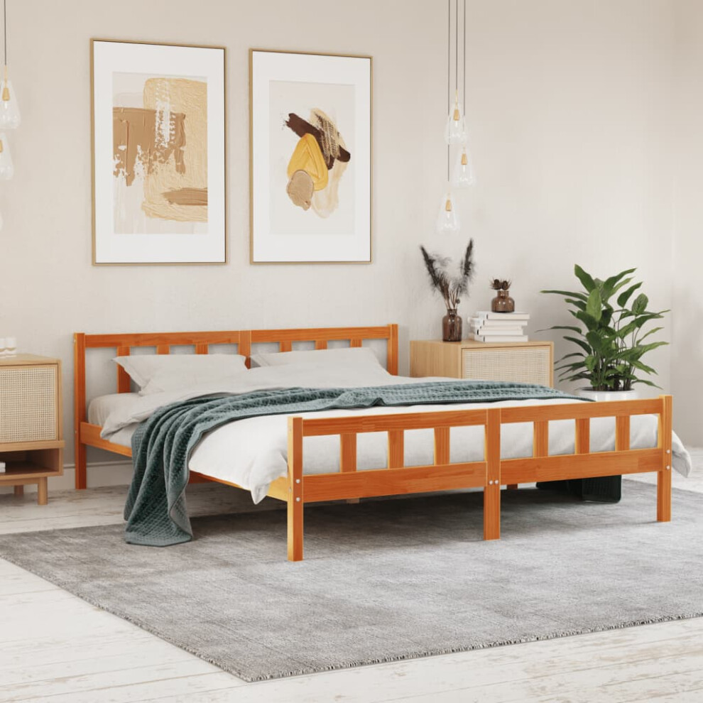 vidaXL Bed Frame without Mattress Wax Brown 160x200 cm Solid Wood Pine