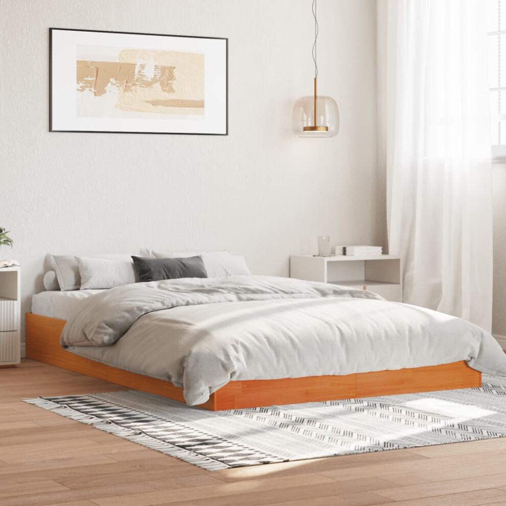 Vidaxl Bed Frame Home Bedstead Bed Base Wax Brown 160X200 Cm Solid Wood Pine