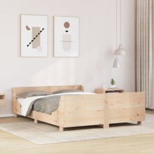 vidaXL Bed Frame with Headboard Bed Base 150x200 cm King Size Solid Wood Pine