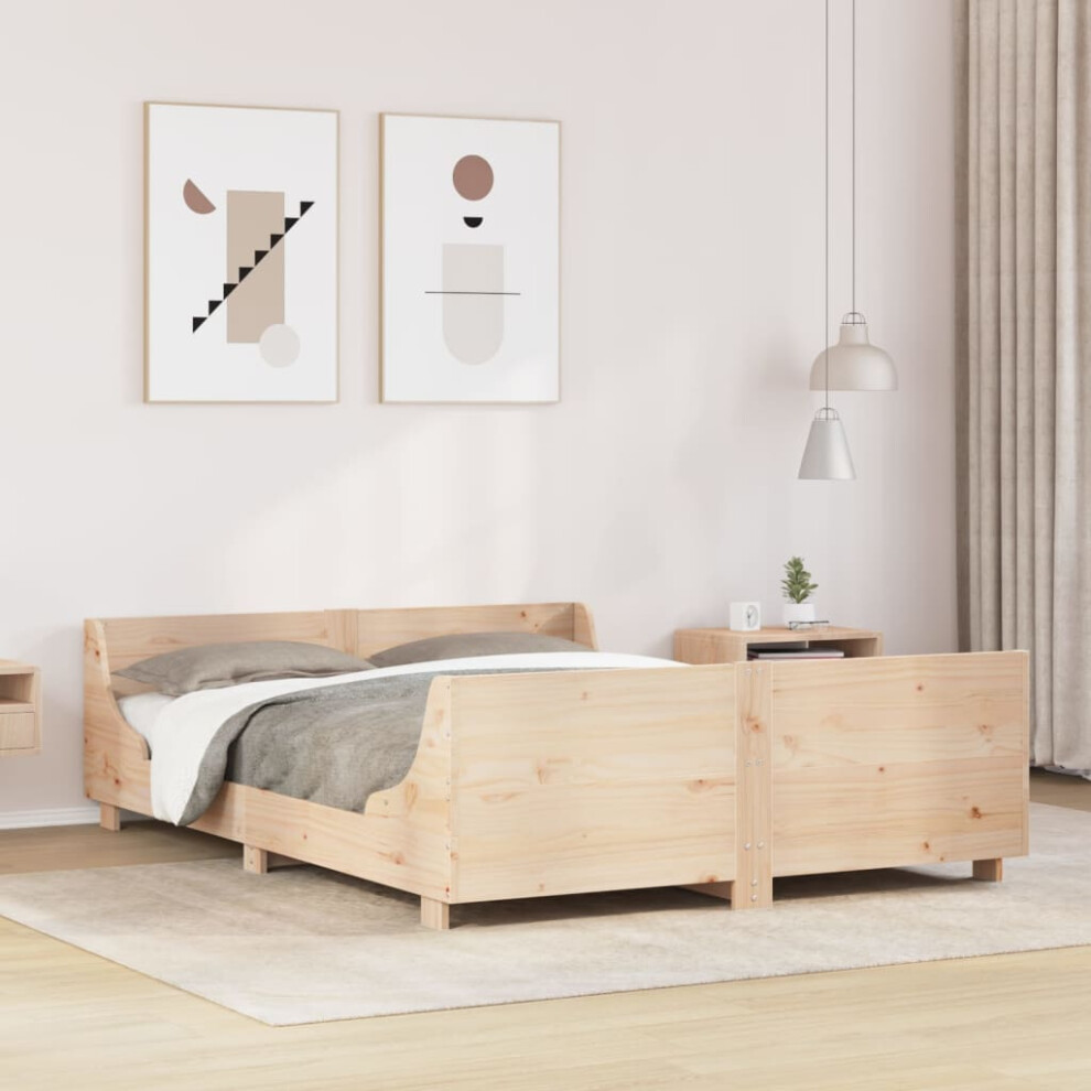 vidaXL Bed Frame Without Mattress 150x200 Cm King Size Solid Wood Pine