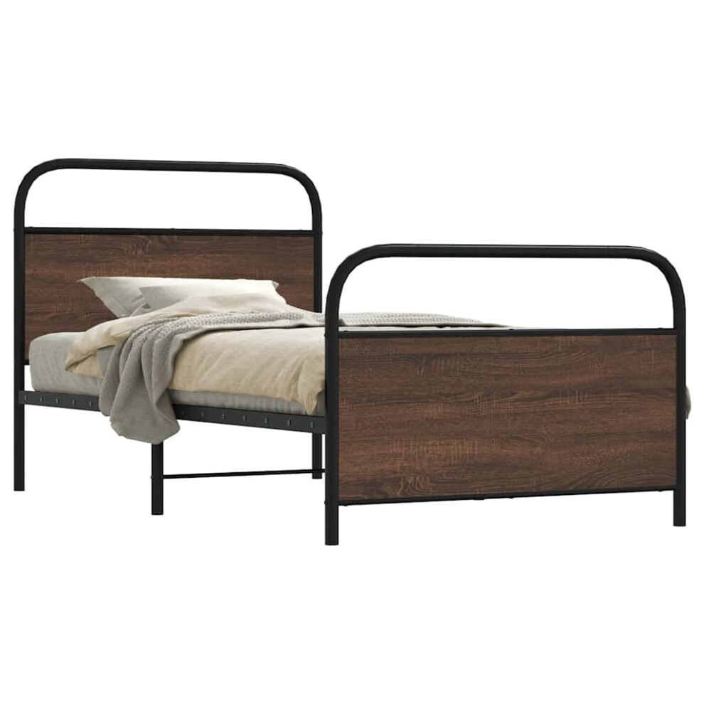 Vidaxl Bed Frame Without Mattress 100X200 Cm Brown Oak Engineered Wood