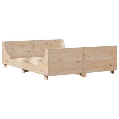 VidaXL vidaXL Bed Frame with Headboard Bed Base 150x200 cm King Size Solid Wood Pine 2