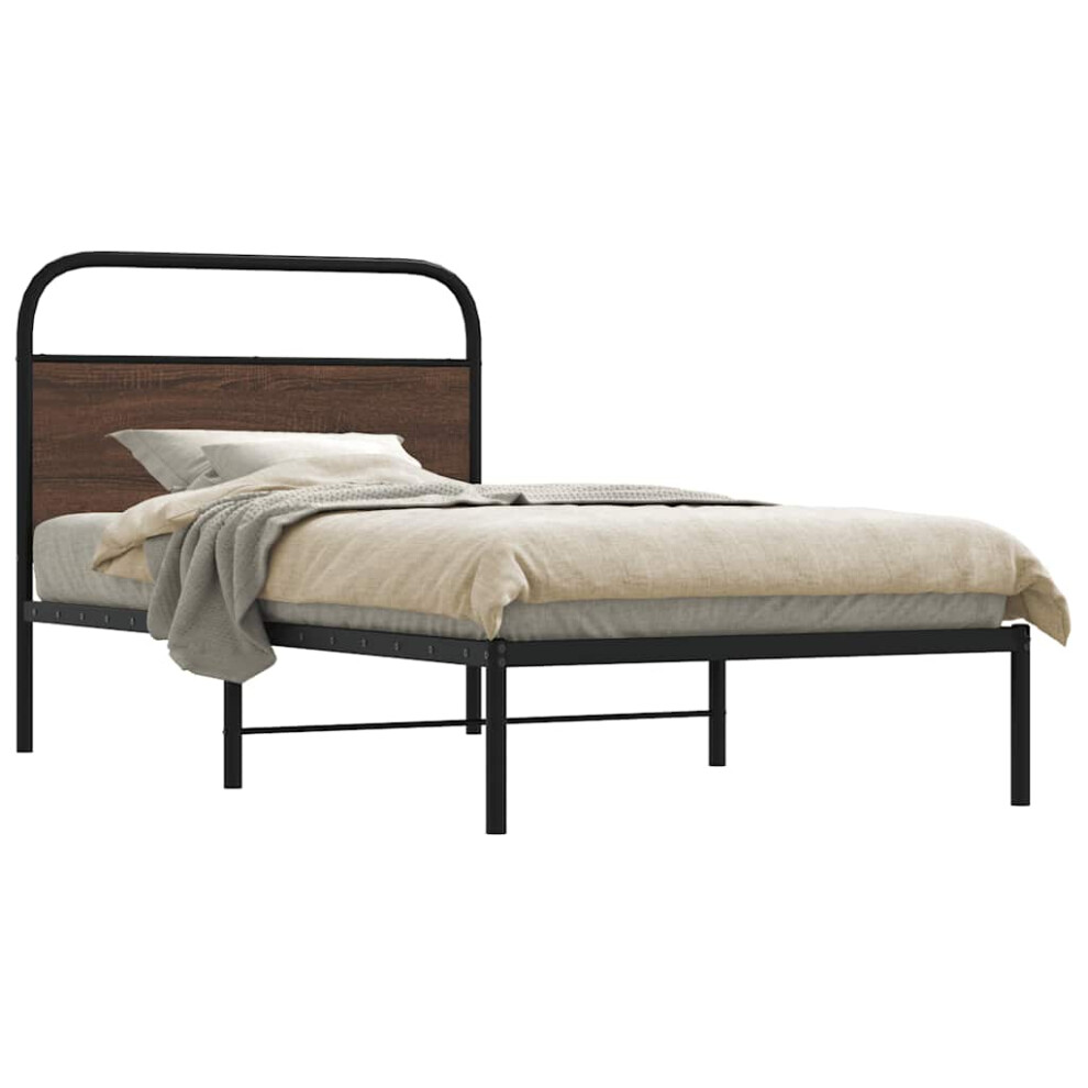Vidaxl Bed Frame Without Mattress 107X203 Cm Brown Oak Engineered Wood