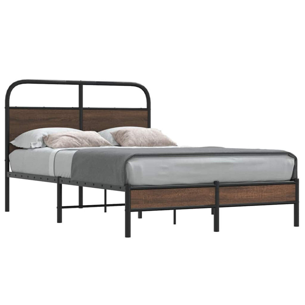 Vidaxl Bed Frame Without Mattress 140X190 Cm Oak Engineered Wood Brown