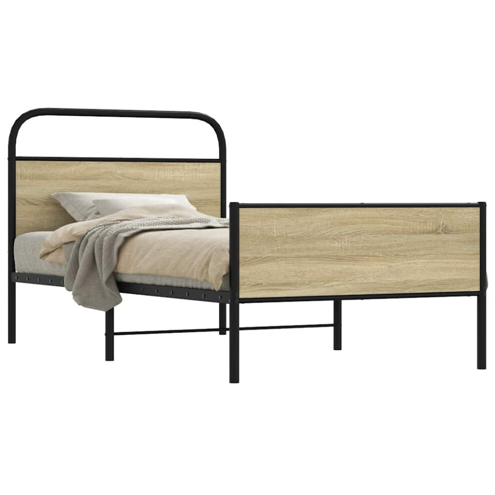 Vidaxl Bed Frame Without Mattress 90X200 Cm Sonoma Oak Engineered Wood