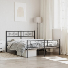 vidaXL Metal Bed Frame without Mattress with Footboard Black 135x190cm