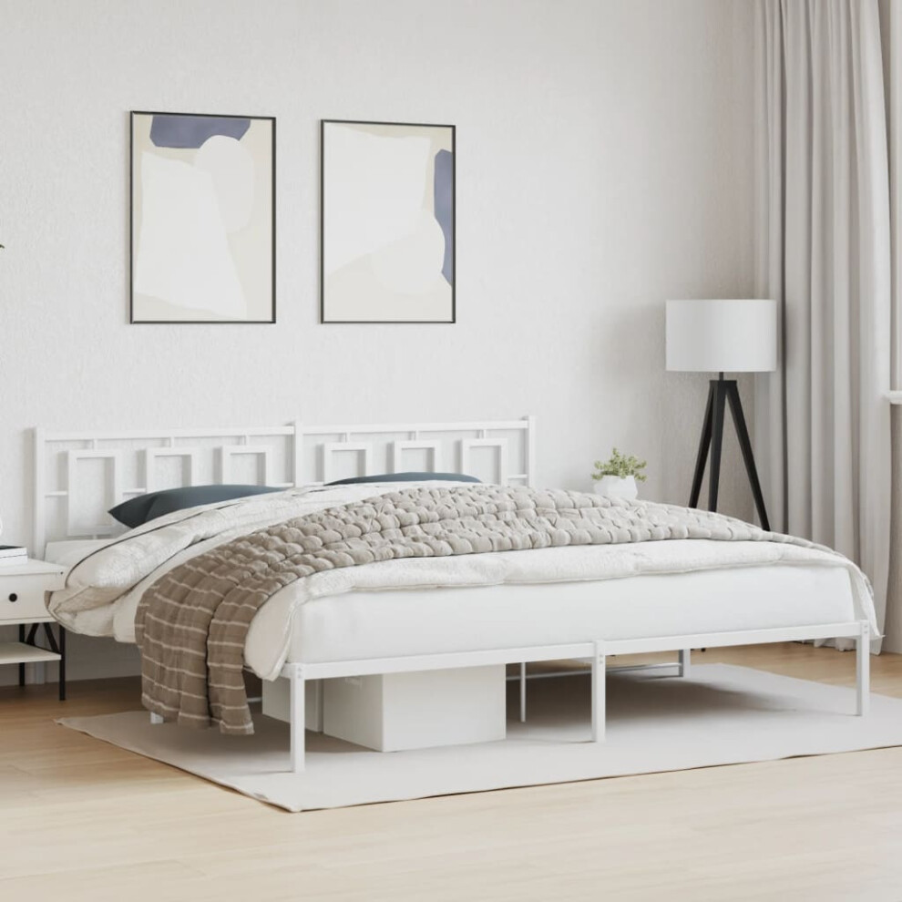 Vidaxl Metal Bed Frame Without Mattress With Headboard White 193X203cm