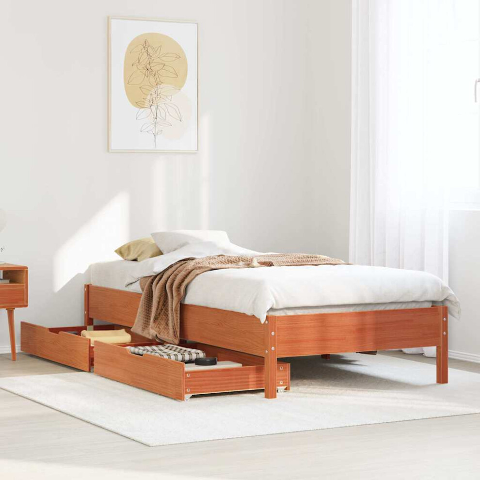 vidaXL Bed Frame without Mattress Wax Brown 100x200 cm Solid Wood Pine