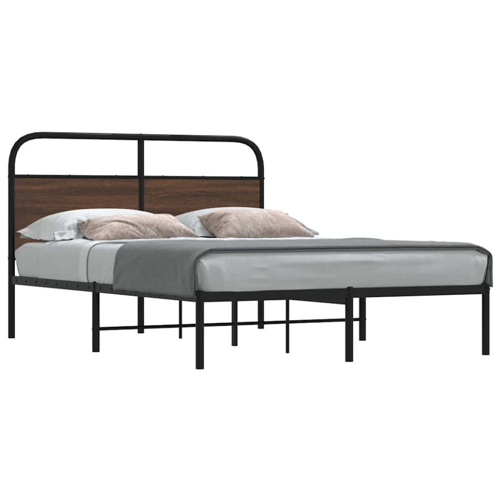 Vidaxl Bed Frame Without Mattress 120X200 Cm Brown Oak Engineered Wood