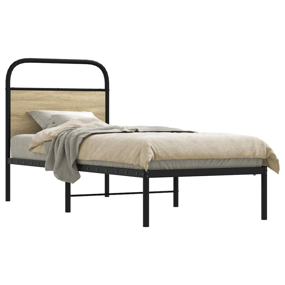 New Vidaxl Bed Frame Without Mattress 80X200 Cm Sonoma Oak Engineered Wood 4100249