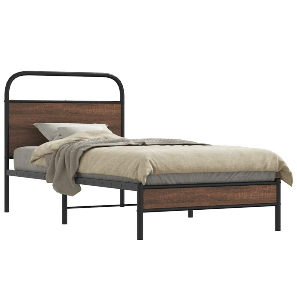 Vidaxl Bed Frame Without Mattress 90X190 Cm Brown Oak Engineered Wood