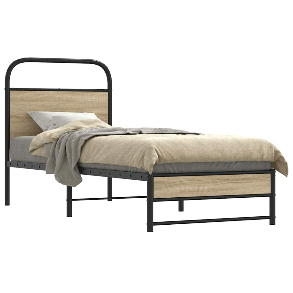 Vidaxl Bed Frame Without Mattress 75X190 Cm Smoked Oak Engineered Wood