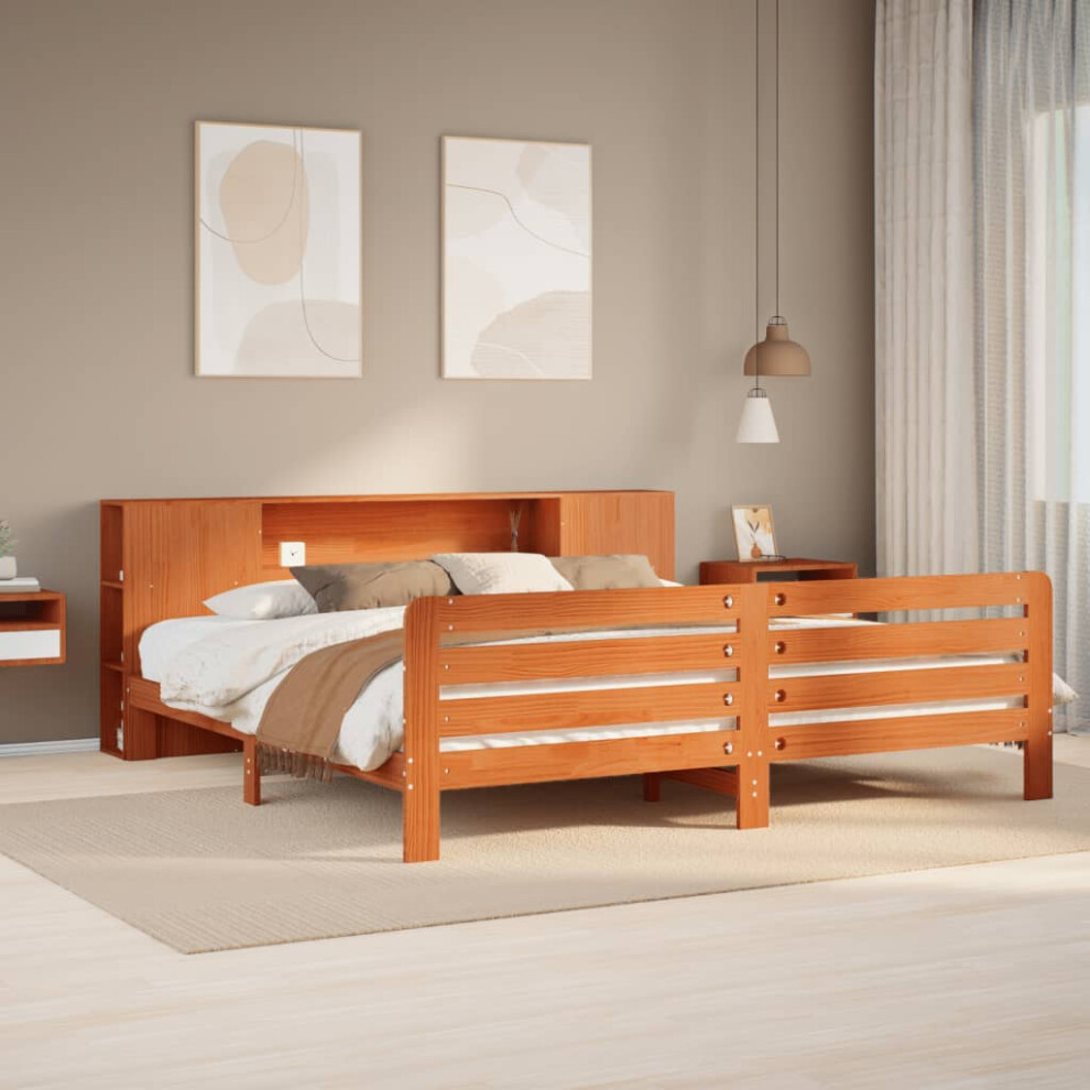 Vidaxl Bed Frame Without Mattress Wax Brown 200X200 Cm Solid Wood Pine