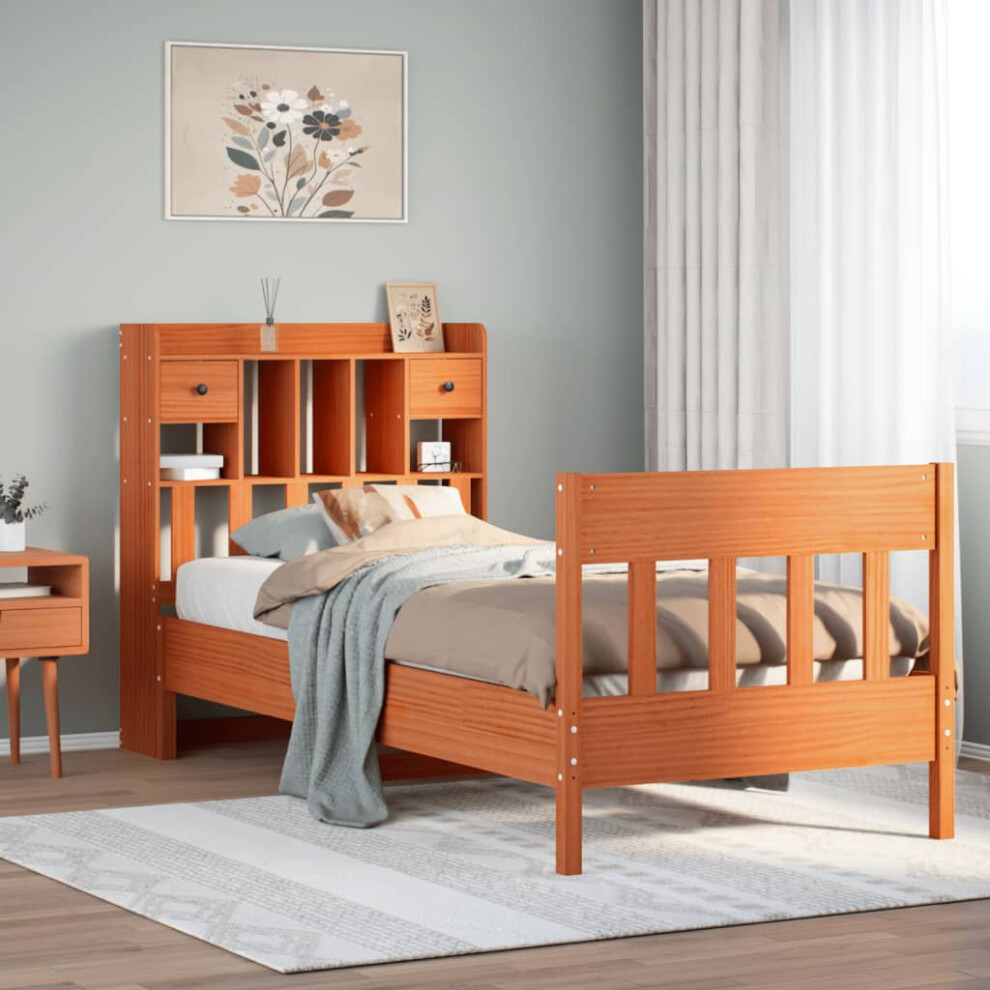 Vidaxl Bed Frame Without Mattress Bed Wax Brown 100X200 Cm Solid Wood Pine