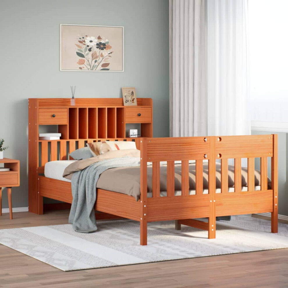 Vidaxl Bed Frame Without Mattress Bed Wax Brown 135X190 Cm Solid Wood Pine