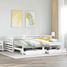 vidaXL Daybed with Drawers Sofa Bed Guest Bed White 90x200 cm Solid Wood Pine