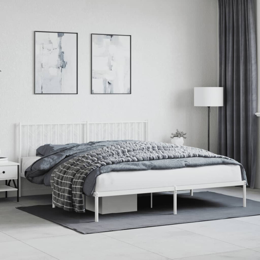 vidaXL Metal Bed Frame without Mattress with Headboard White 180x200cm