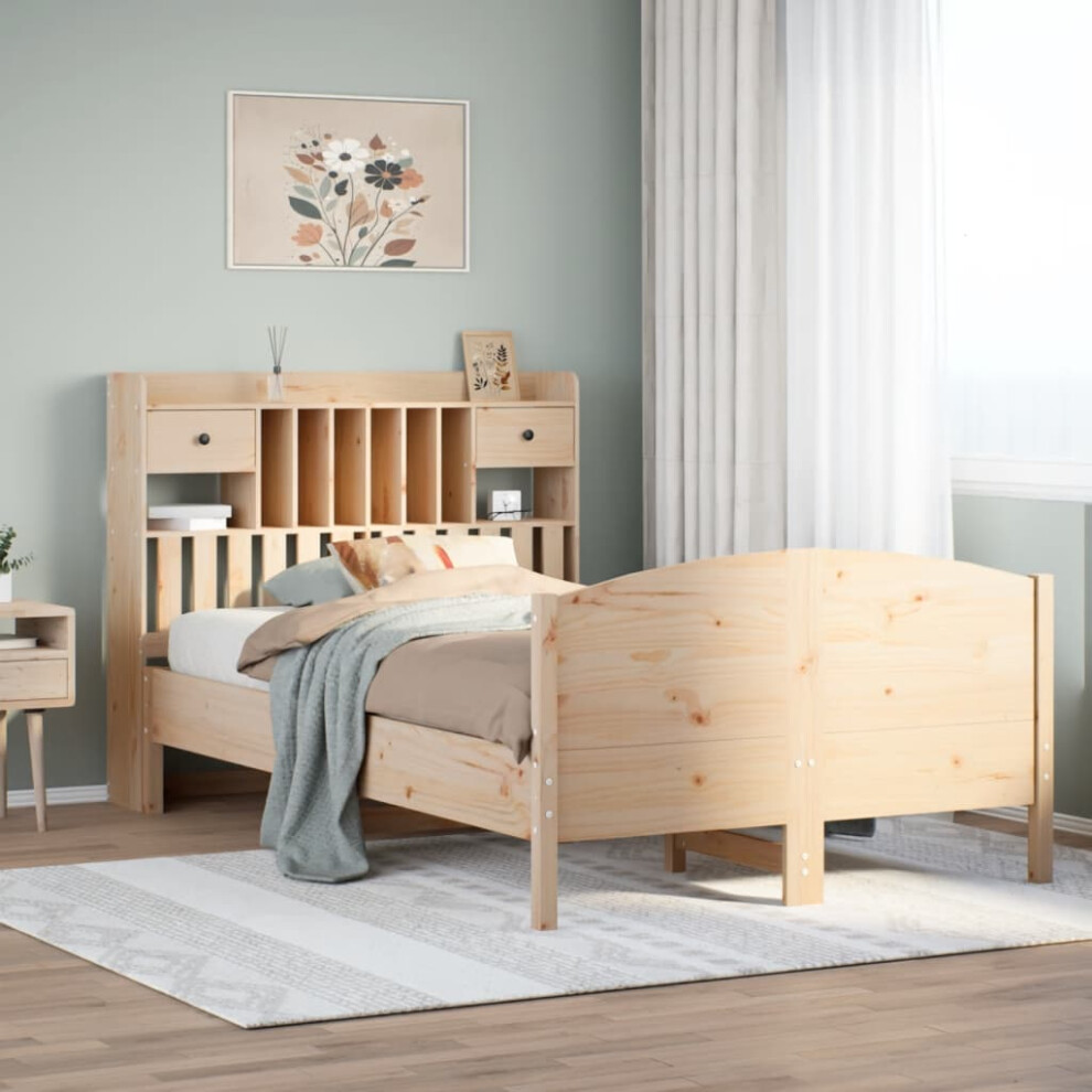 Vidaxl Bookcase Bed Without Mattress Bed 135X190 Cm Double Solid Wood Pine