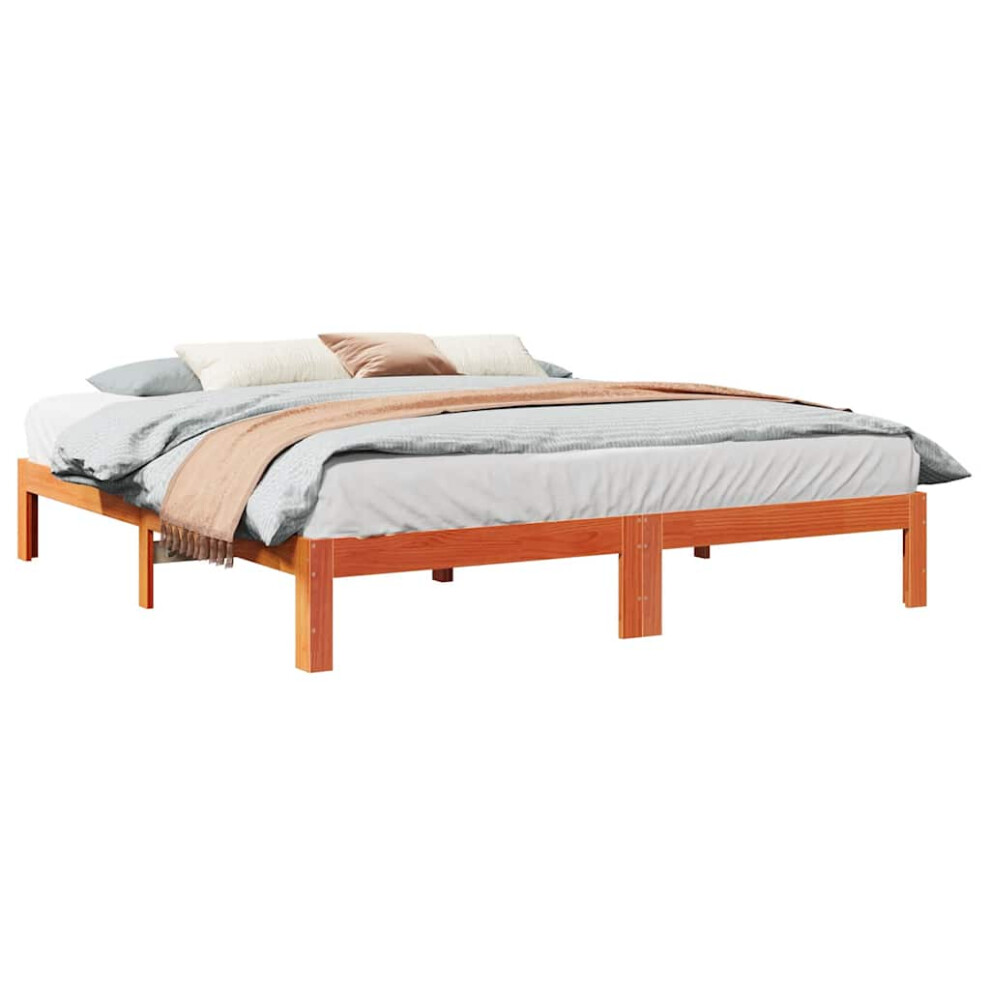 vidaXL Bed Frame Without Mattress Wax Brown 160x200 Cm Solid Wood Pine