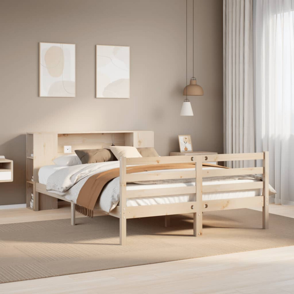 Vidaxl Bookcase Bed Without Mattress Bed 135X190 Cm Double Solid Wood Pine
