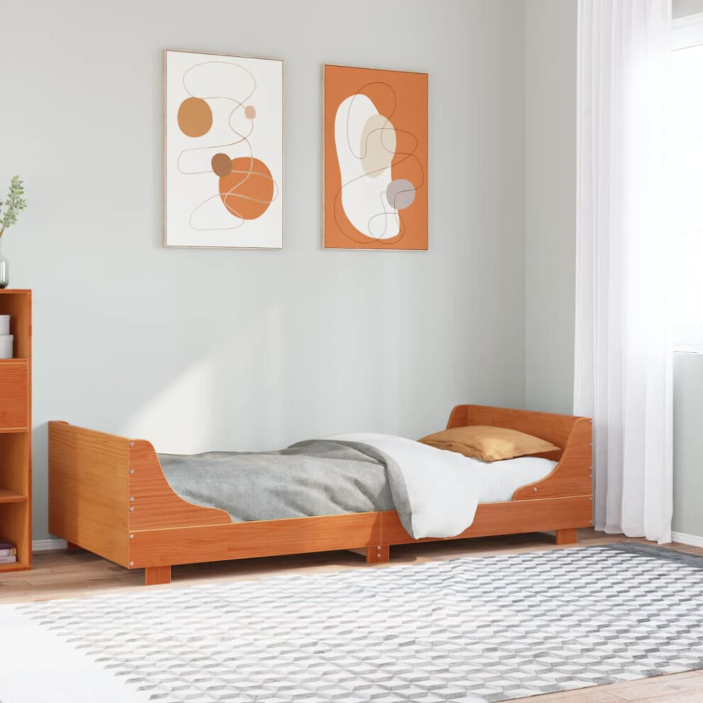 Vidaxl Bed Frame With Headboard Bed Base Wax Brown 100X200 Cm Solid Wood Pine