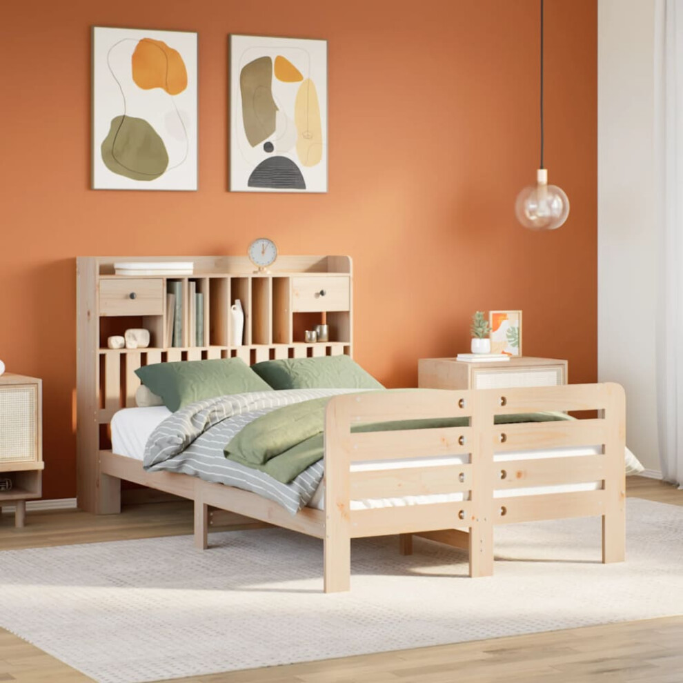Vidaxl Bookcase Bed Without Mattress Bed 135X190 Cm Double Solid Wood Pine