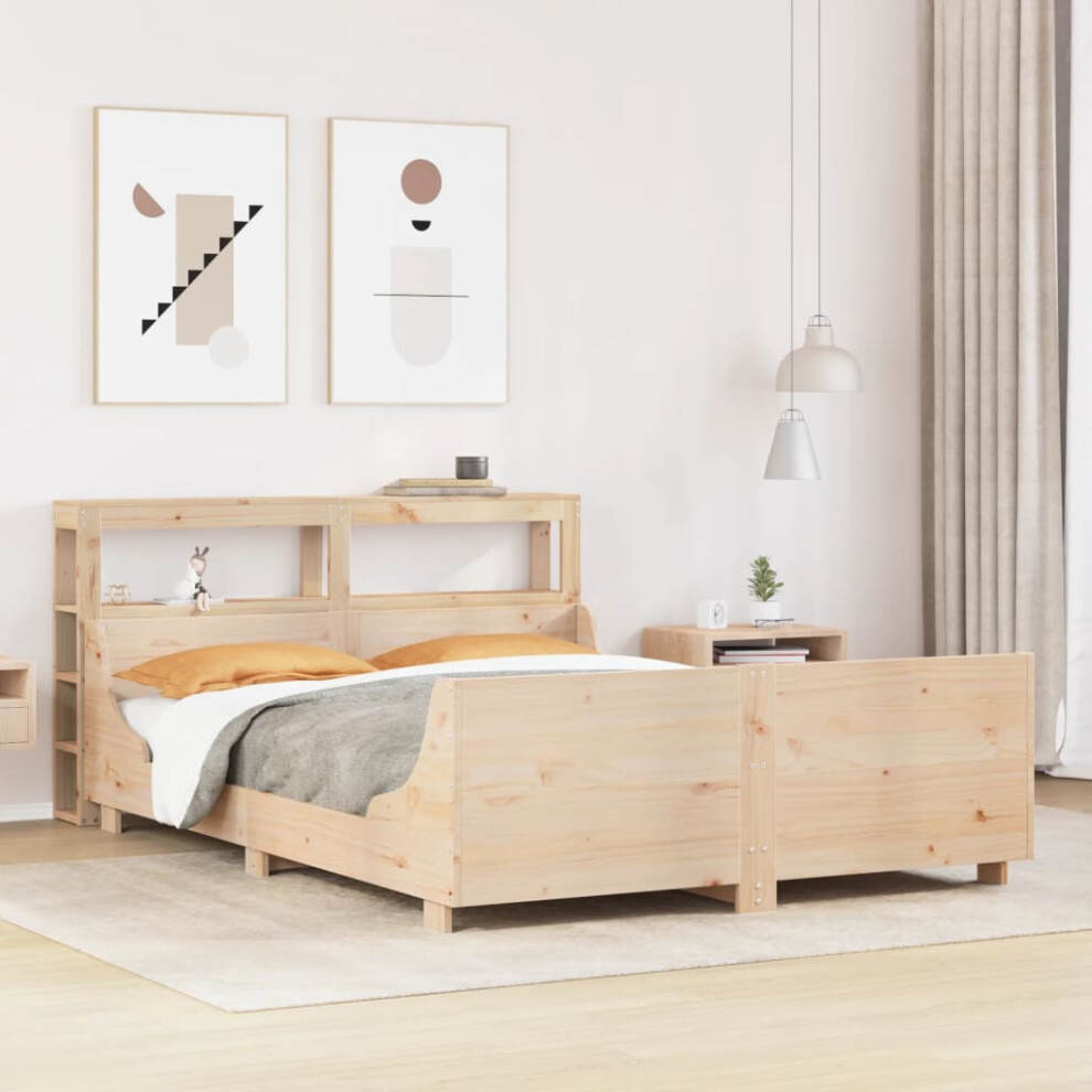 Vidaxl Bed Frame With Headboard Bed Base 150X200 Cm King Size Solid Wood Pine
