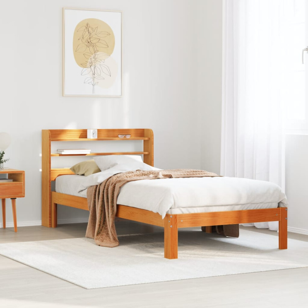 vidaXL Bed Frame without Mattress Wax Brown 100x200 cm Solid Wood Pine