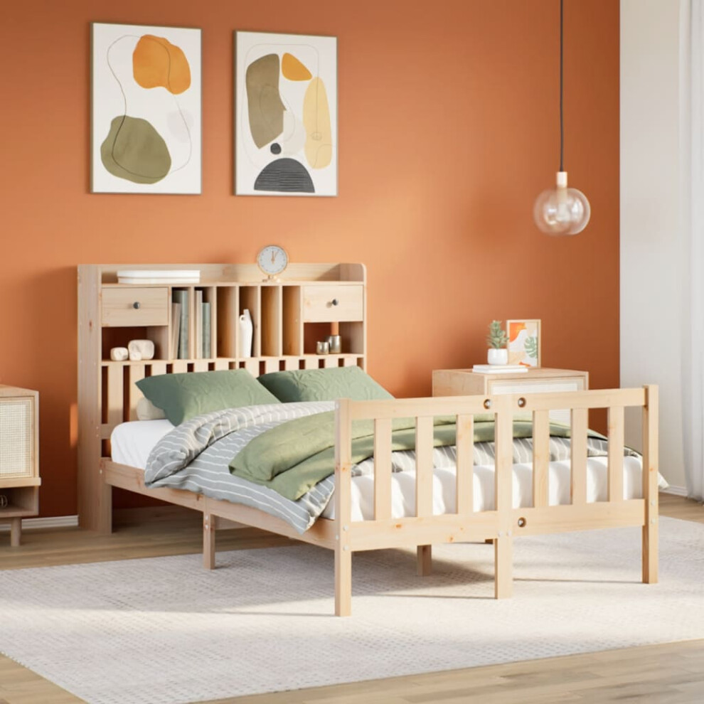 Vidaxl Bookcase Bed Without Mattress Bed 135X190 Cm Double Solid Wood Pine