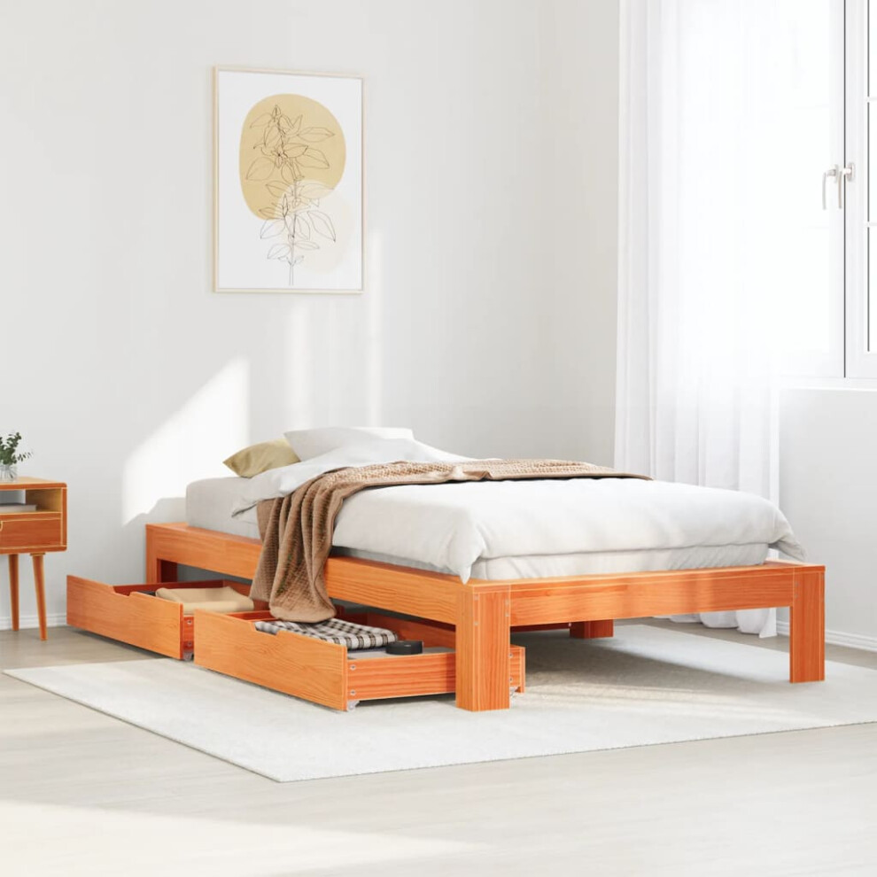 vidaXL Bed Frame without Mattress Wax Brown 100x200 cm Solid Wood Pine