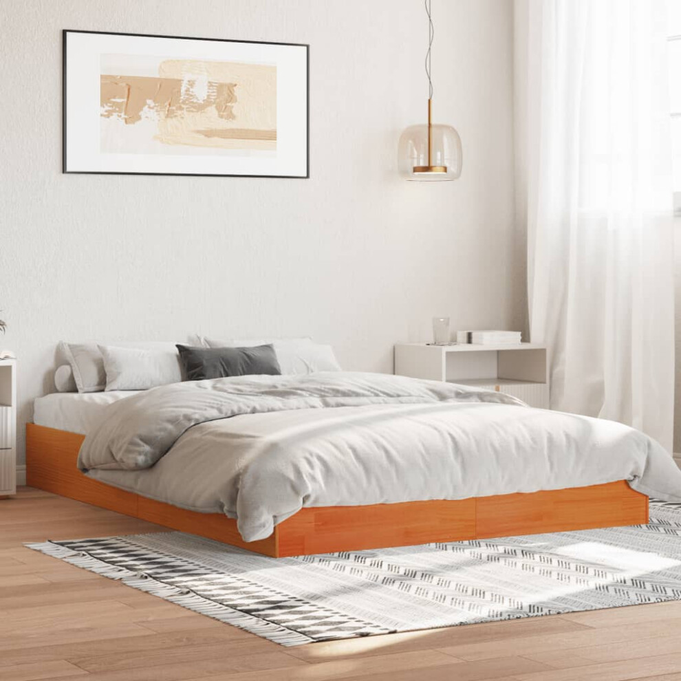vidaXL Bed Frame Home Bedstead Bed Base Wax Brown 140x200 cm Solid Wood Pine