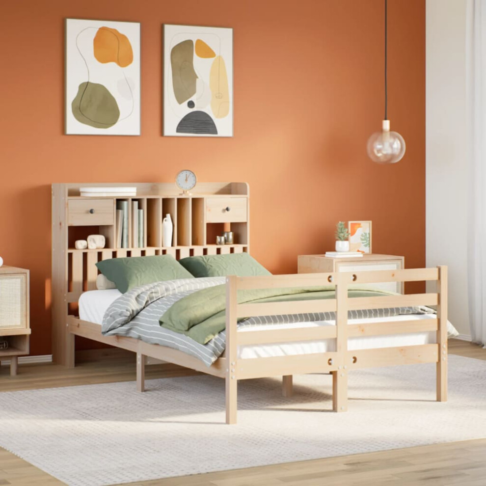 Vidaxl Bookcase Bed Without Mattress Bed 135X190 Cm Double Solid Wood Pine