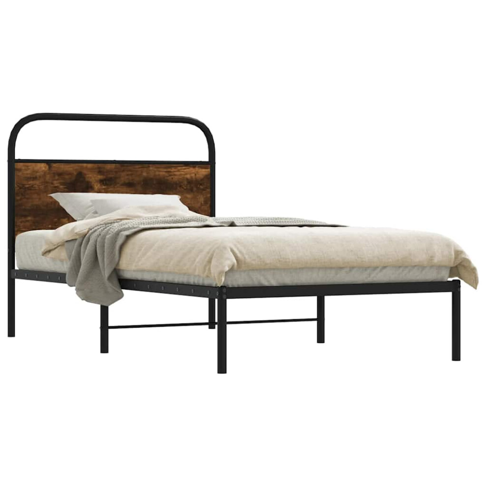 New Vidaxl Bed Frame Without Mattress 100X200 Cm Smoked Oak Engineered Wood 4100204