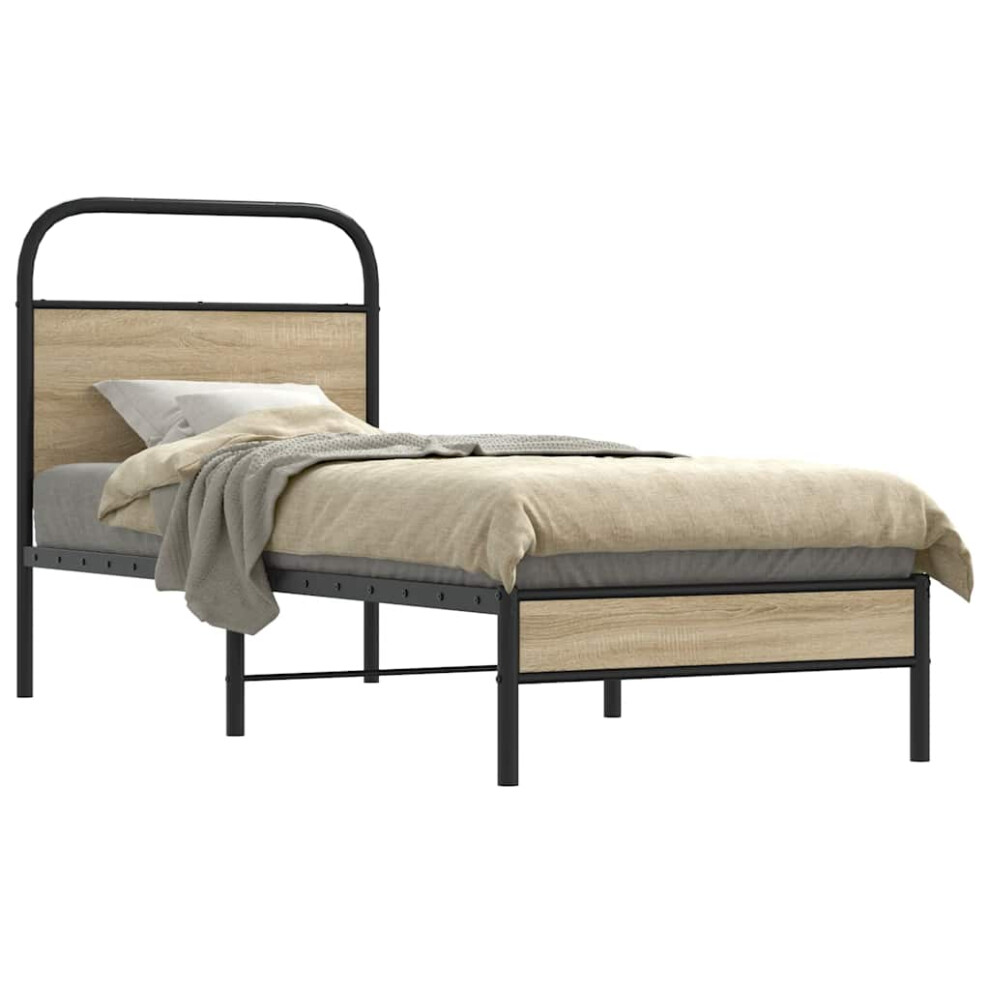 Vidaxl Bed Frame Without Mattress 75X190 Cm Smoked Oak Engineered Wood