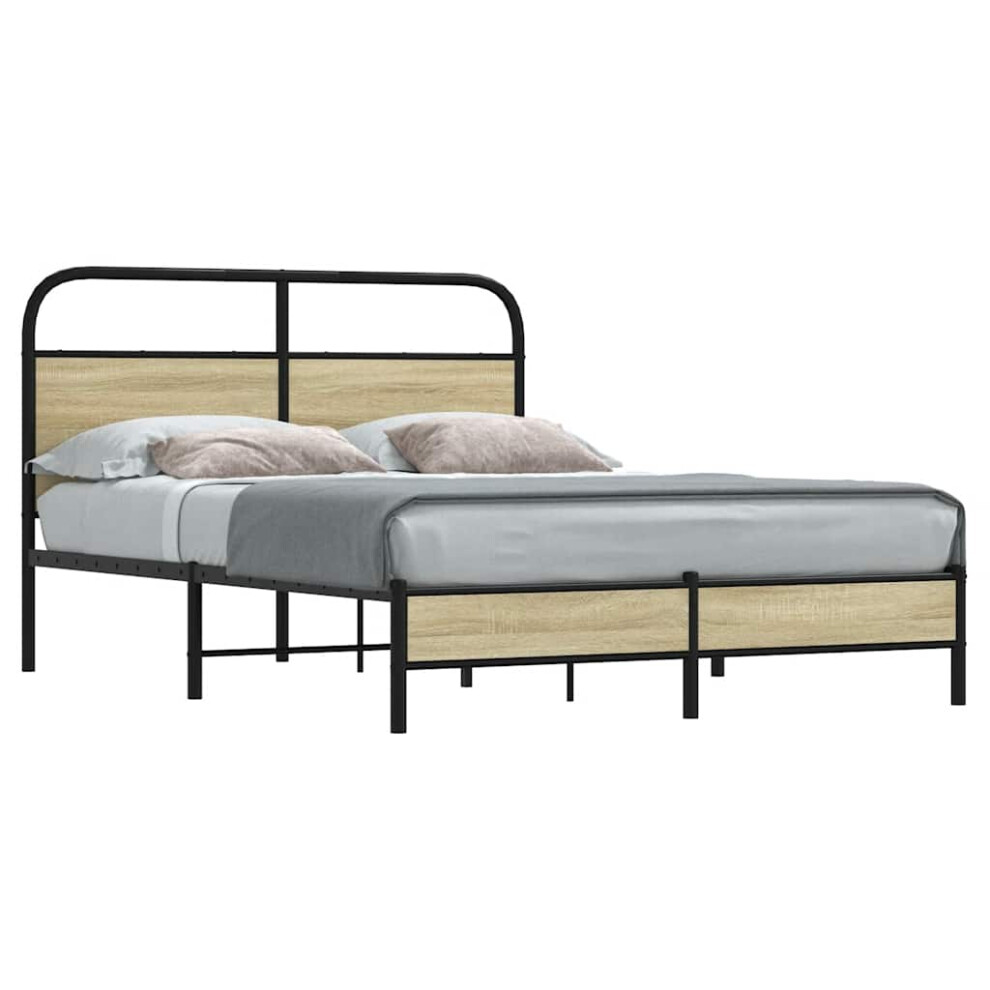 Vidaxl Bed Frame Without Mattress 140X200 Cm Sonoma Oak Engineered Wood