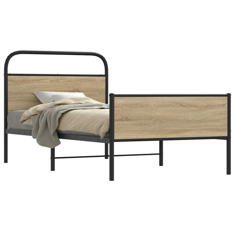 Vidaxl Bed Frame Without Mattress 107X203 Cm Sonoma Oak Engineered Wood