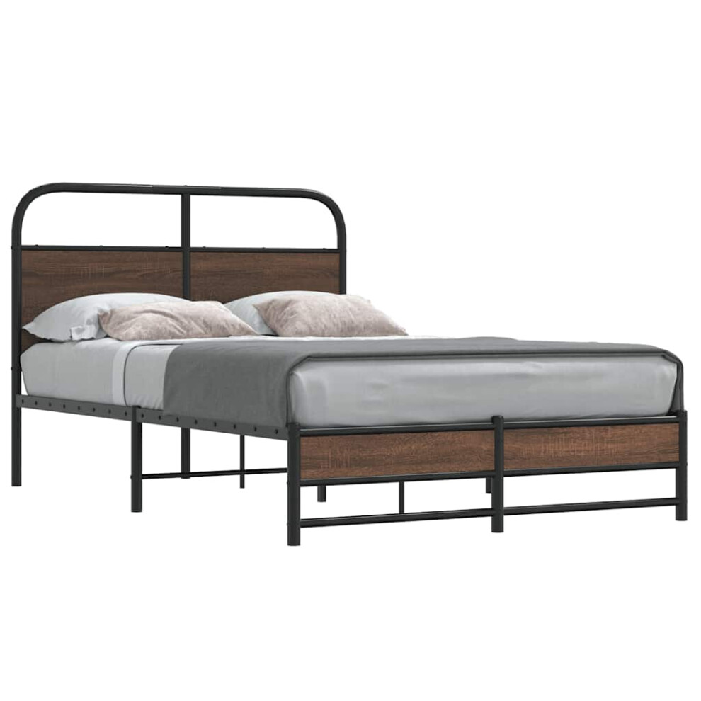 Vidaxl Bed Frame Without Mattress 140X190 Cm Brown Oak Engineered Wood