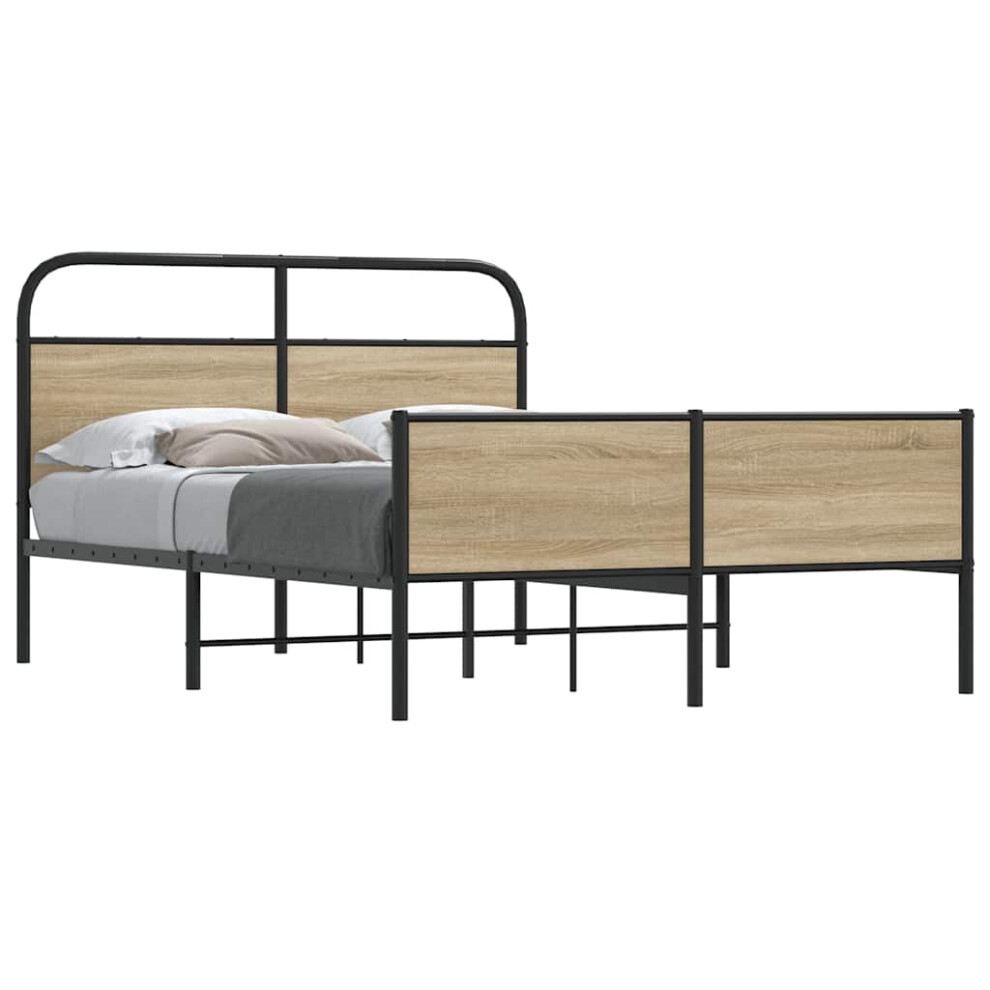 Vidaxl Bed Frame Without Mattress 135X190 Cm Sonoma Oak Engineered Wood
