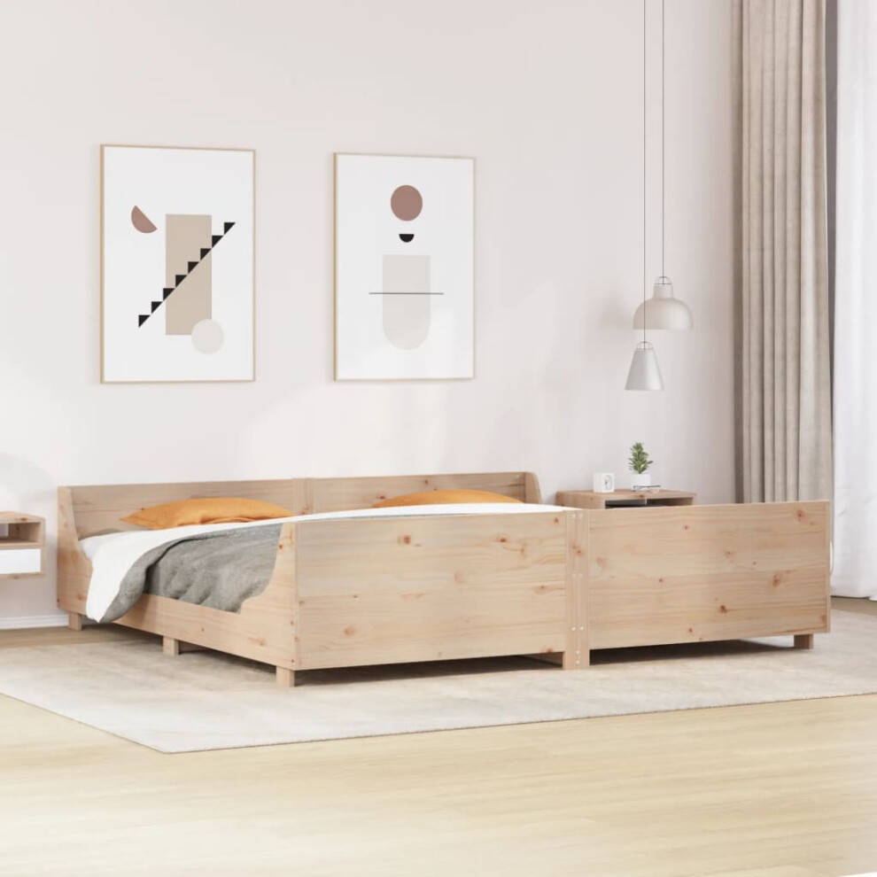 Vidaxl Bed Frame With Headboard Bed Base 180X200 Cm Super King Solid Wood Pine