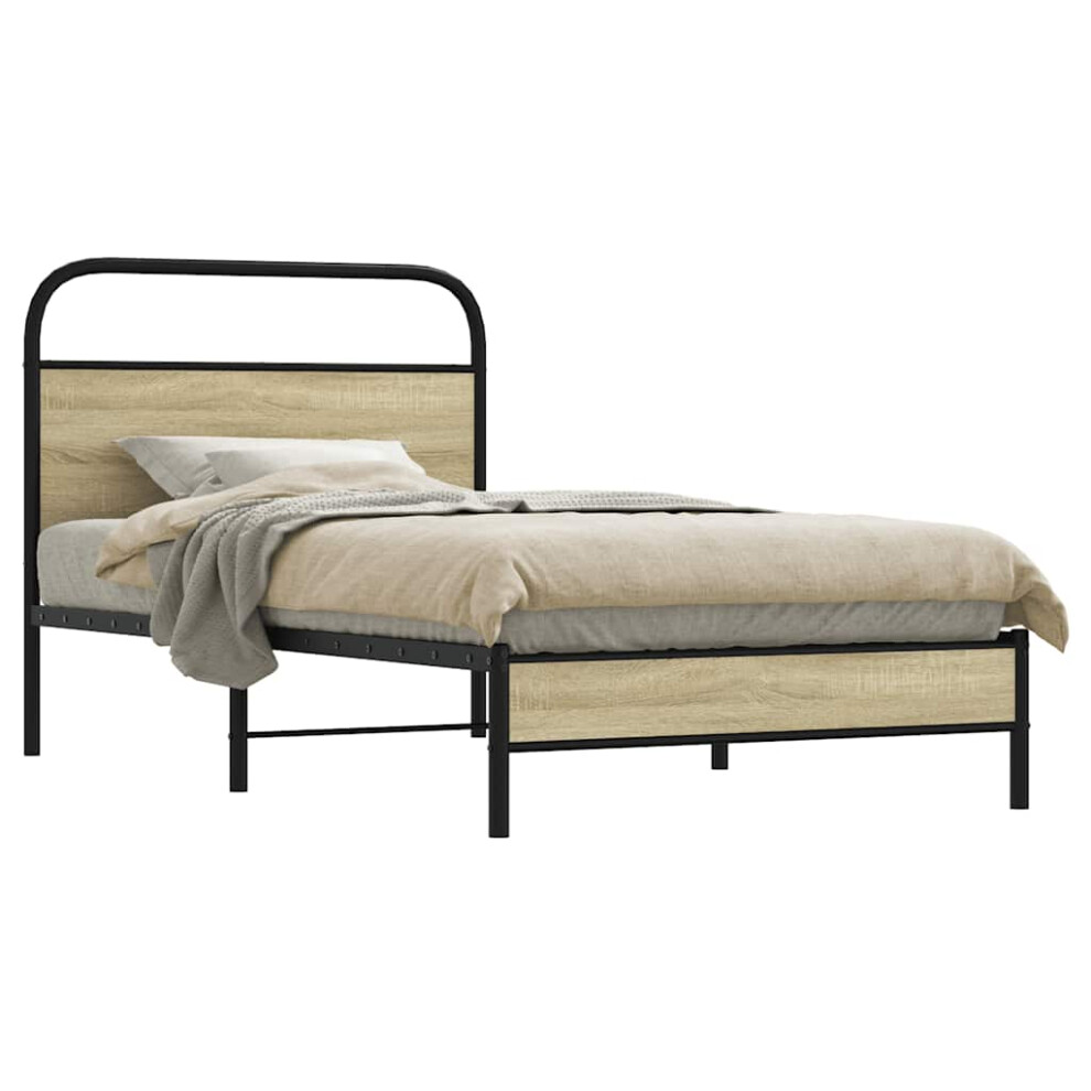 Vidaxl Bed Frame Without Mattress 107X203 Cm Sonoma Oak Engineered Wood