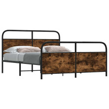 vidaXL Metal Bed Frame without Mattress Smoked Oak 150x200 cm King Size