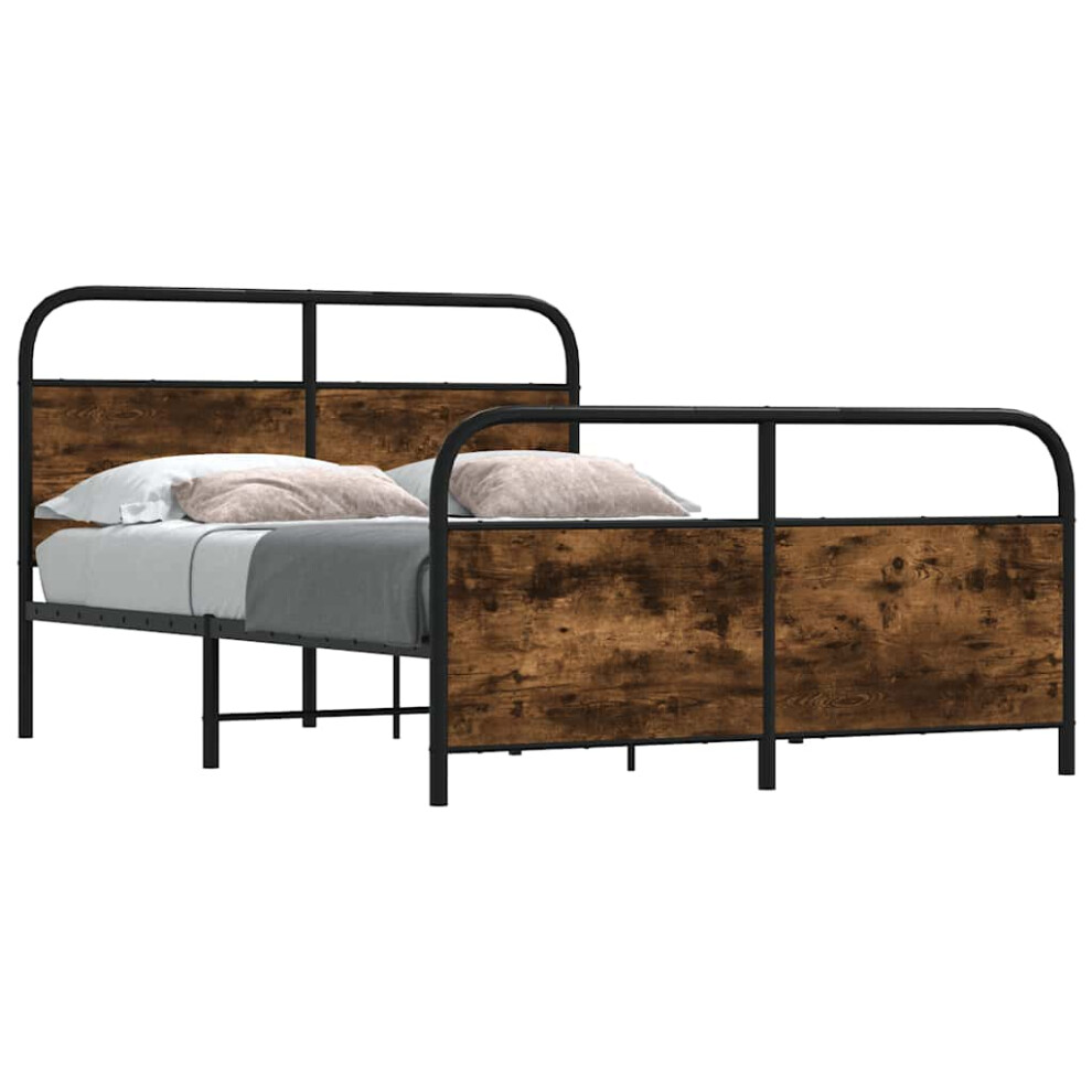 Vidaxl Bed Frame Without Mattress 120X200 Cm Smoked Oak Engineered Wood