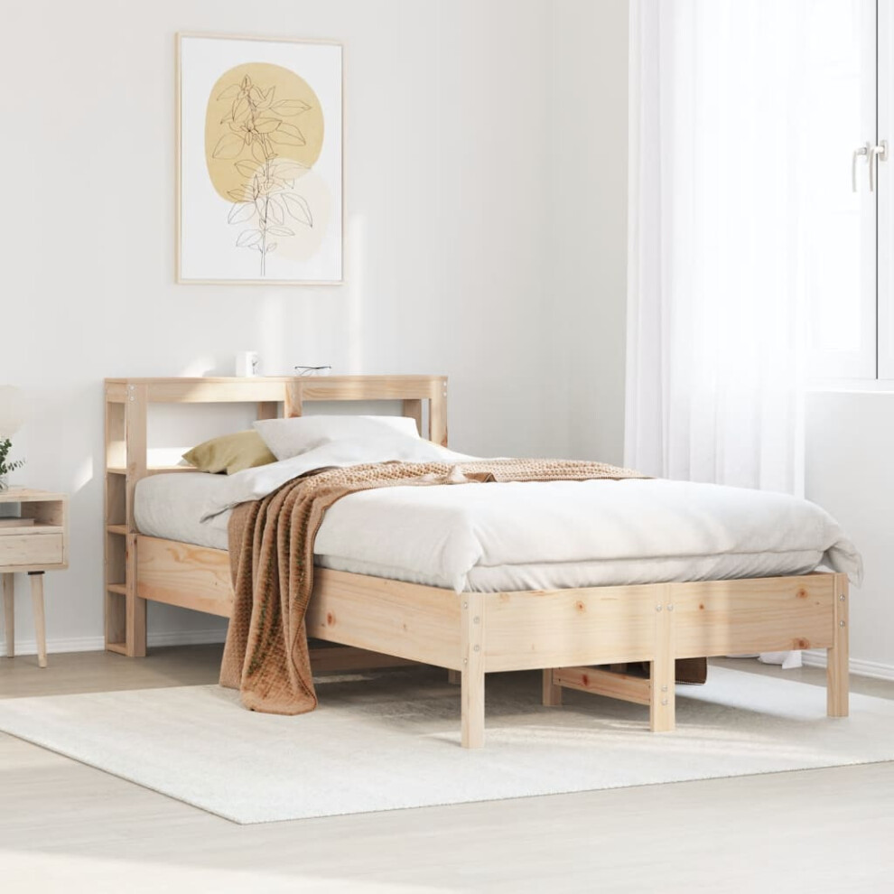 Vidaxl Bed Frame With Headboard Bed 75X190 Cm Small Single Solid Wood Pine