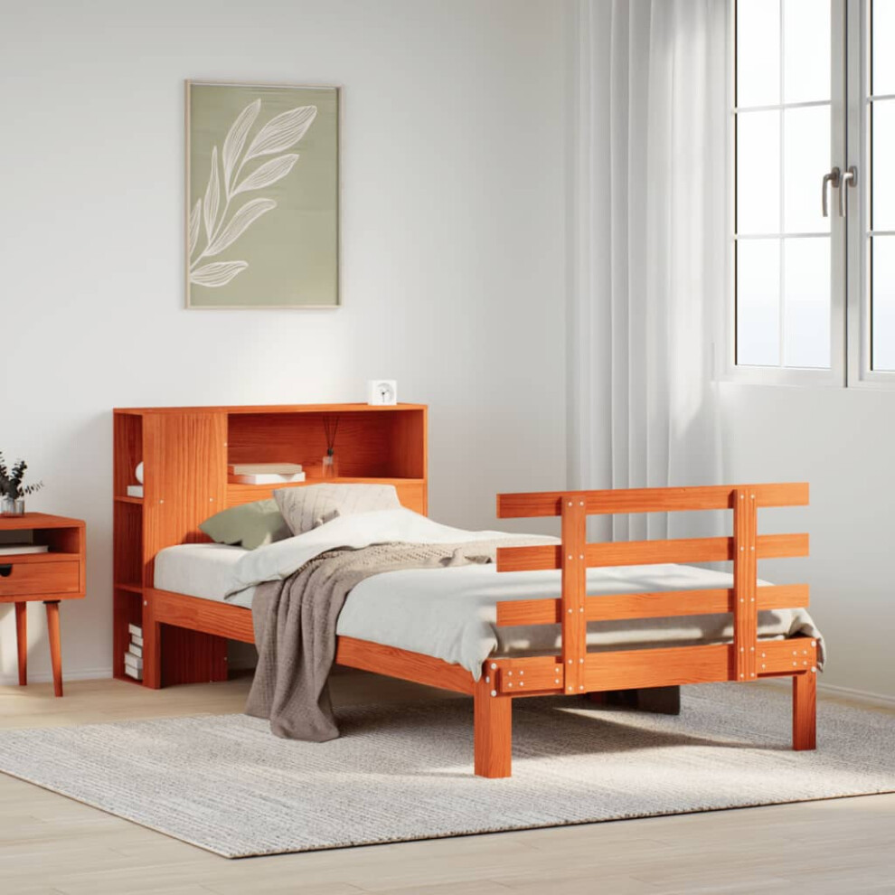 Vidaxl Bookcase Bed Without Mattress Bed Wax Brown 100X200cm Solid Wood Pine
