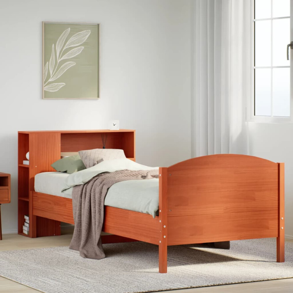 Vidaxl Bookcase Bed Without Mattress Bed Wax Brown 100X200cm Solid Wood Pine