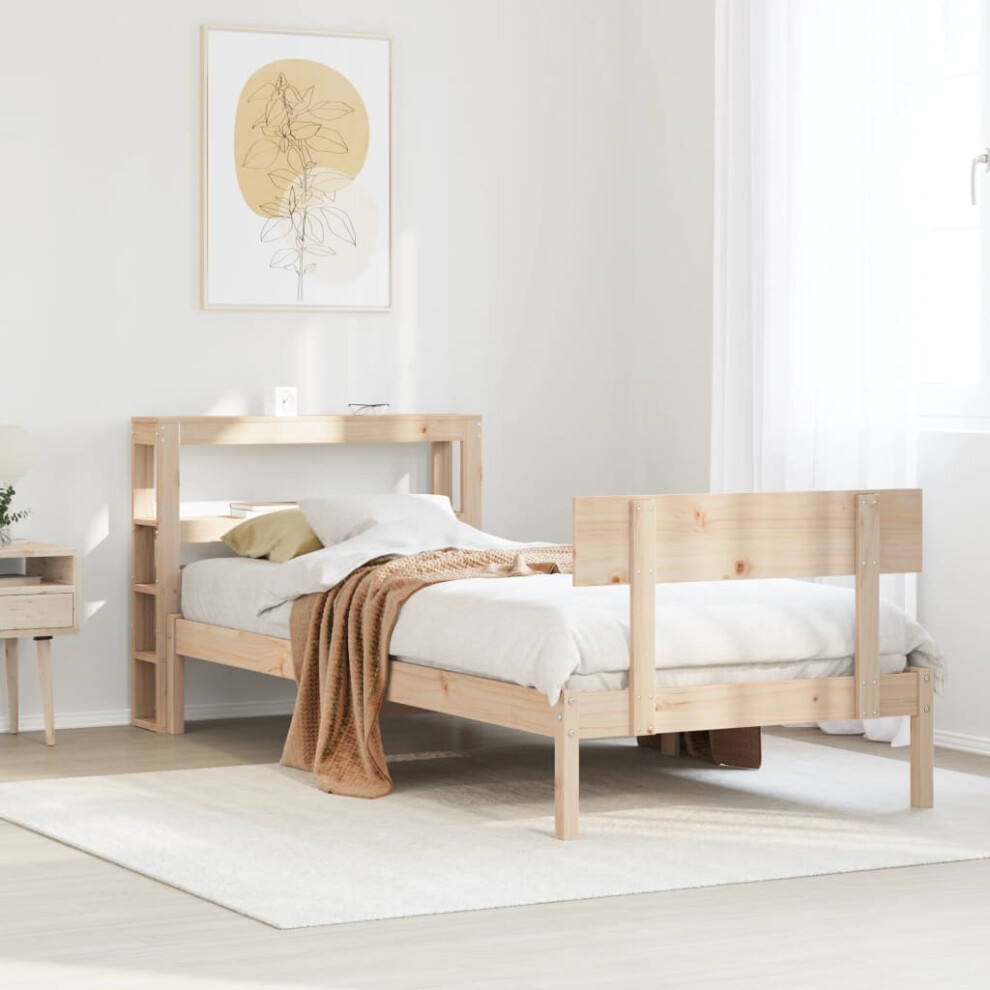 vidaXL Bed Frame without Mattress 75x190 cm Small Single Solid Wood Pine