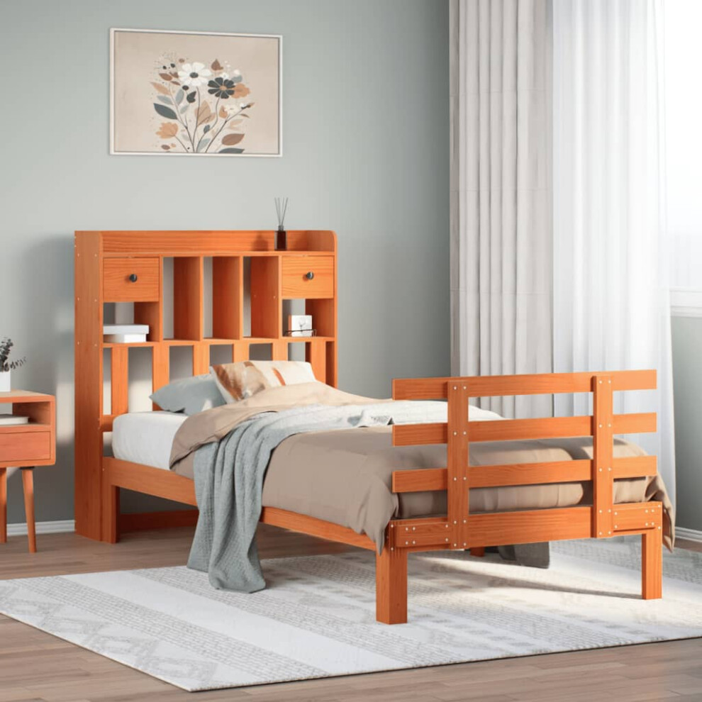 Vidaxl Bookcase Bed Without Mattress Bed Wax Brown 100X200cm Solid Wood Pine