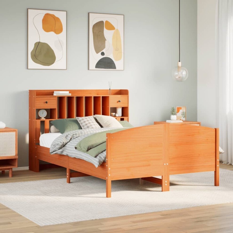 Vidaxl Bookcase Bed Without Mattress Bed Wax Brown 160X200cm Solid Wood Pine