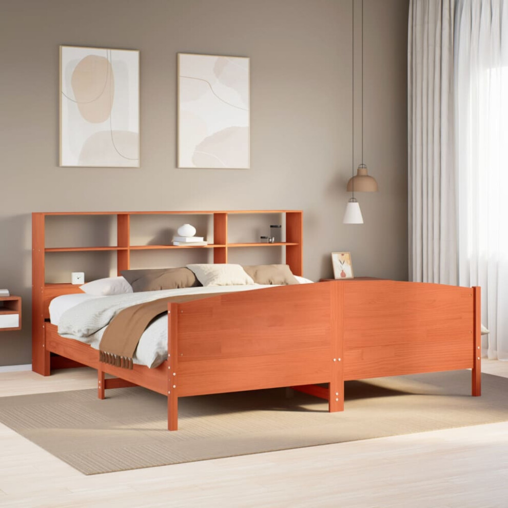 Vidaxl Bookcase Bed Without Mattress Bed Wax Brown 200X200cm Solid Wood Pine